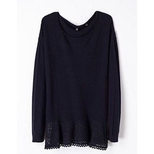 Knitted Knotted Anthro Navy Bloom Lace Sweater